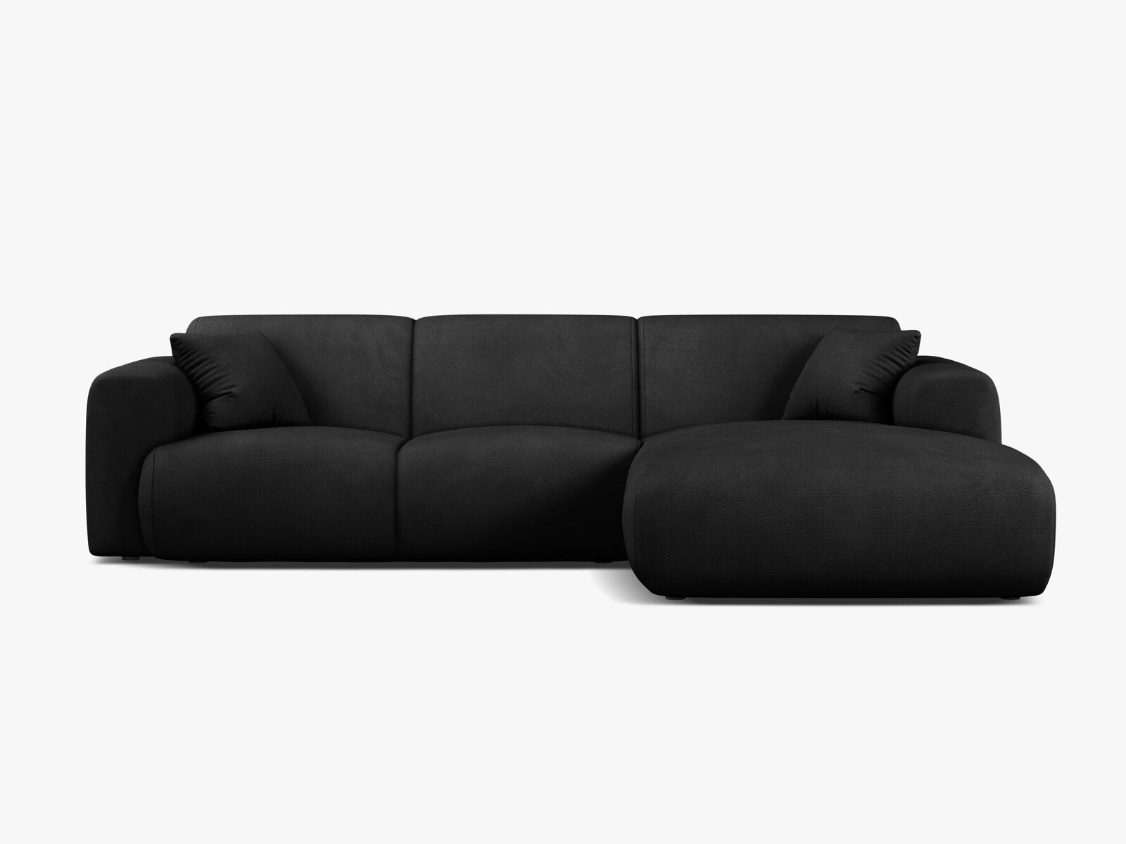Micadoni Ecksofa Molino 4-Sitzer Rechts Strukturierter Stoff Rebel Schwarz