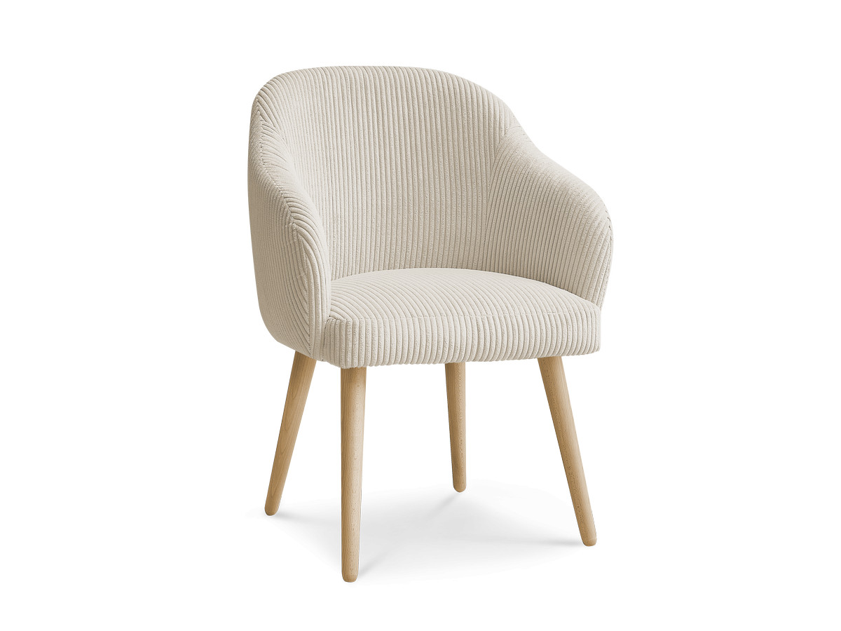 Bobochic Sophie Esszimmerstuhl mit skandinavischen Holzbeinen Cordsamt Beige