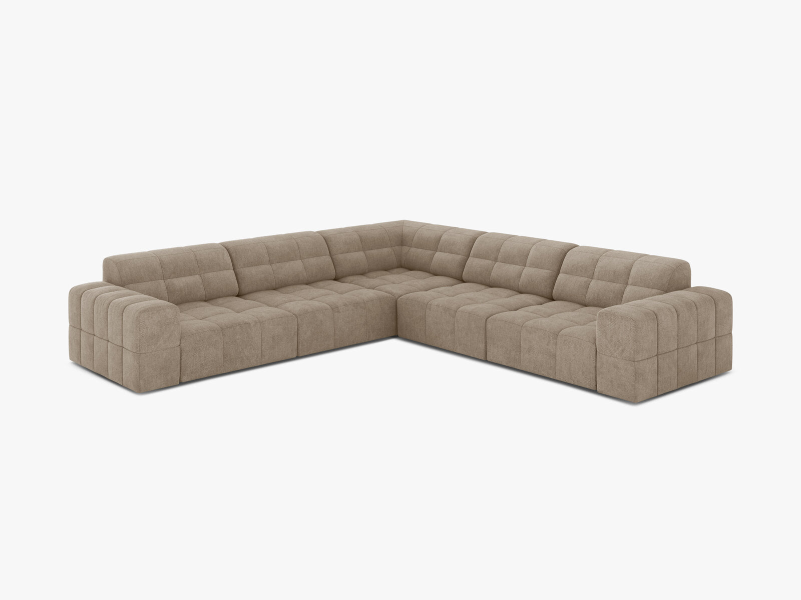 Micadoni Jennifer Symmetrisches Ecksofa Chenille Eden Dunkelbeige