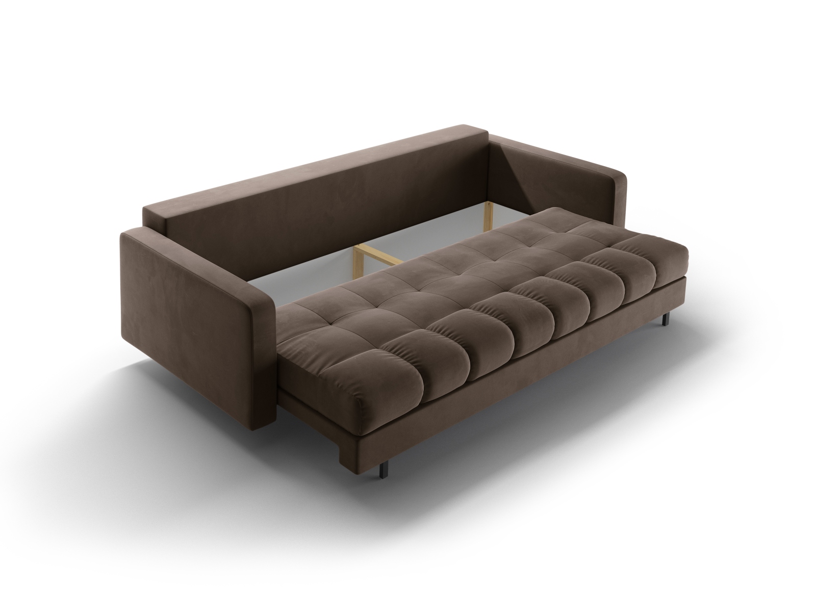 Cosmopolitan Design Schlafsofa Bali 3-Sitzer mit Bettkasten Samt Bluvel Schokolade