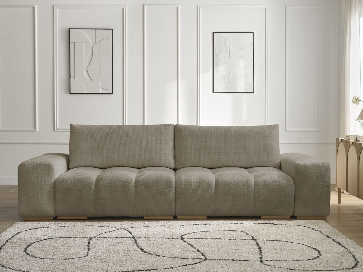 Bobochic Anakin Sofa 3-Sitzer, 2 Kissen Strukturstoff Taupe