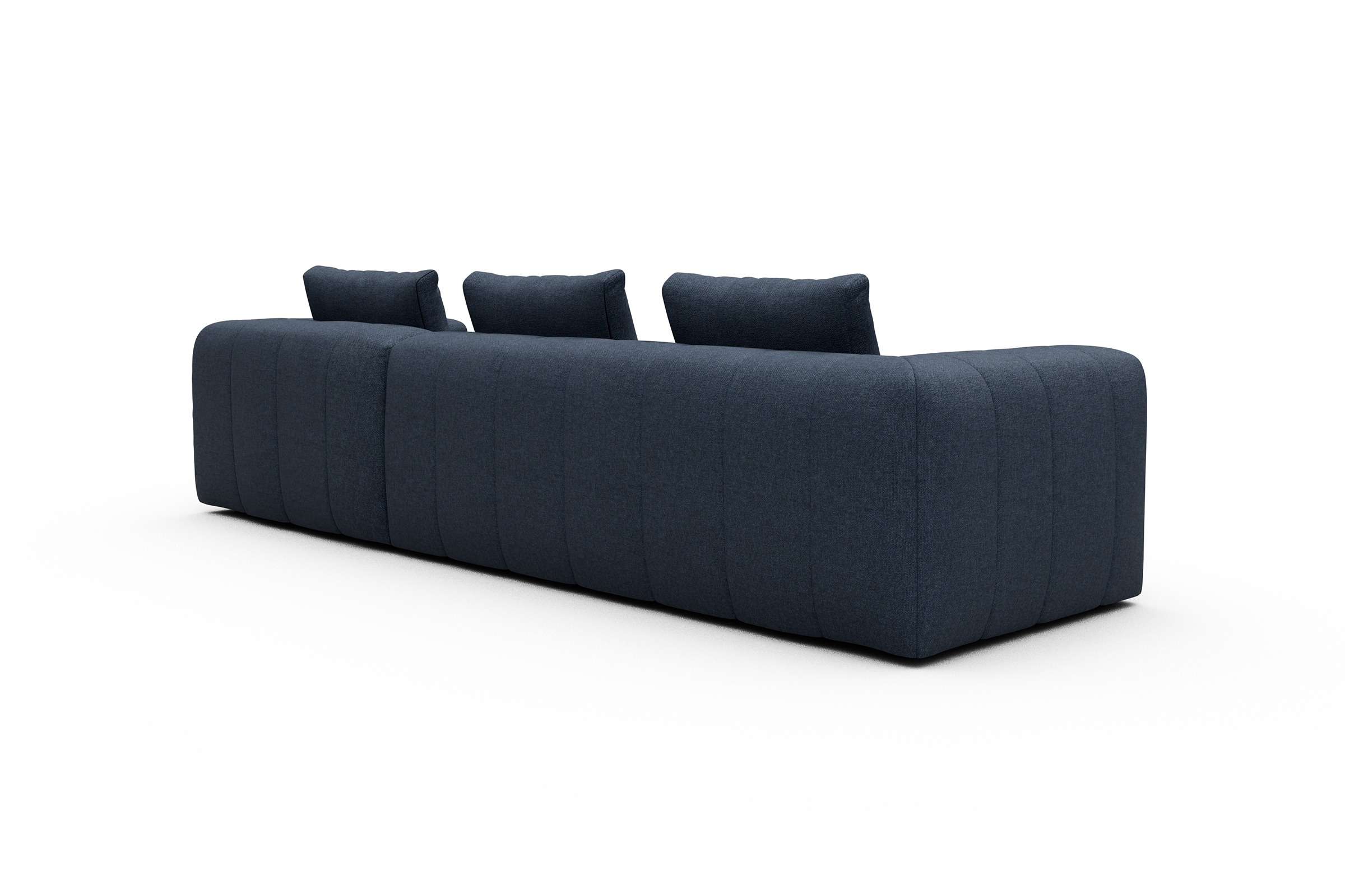 Ecksofa Hugo 2,5-Sitzer Armlehne links mit Chaiselongue Sama-Deep-Blue
