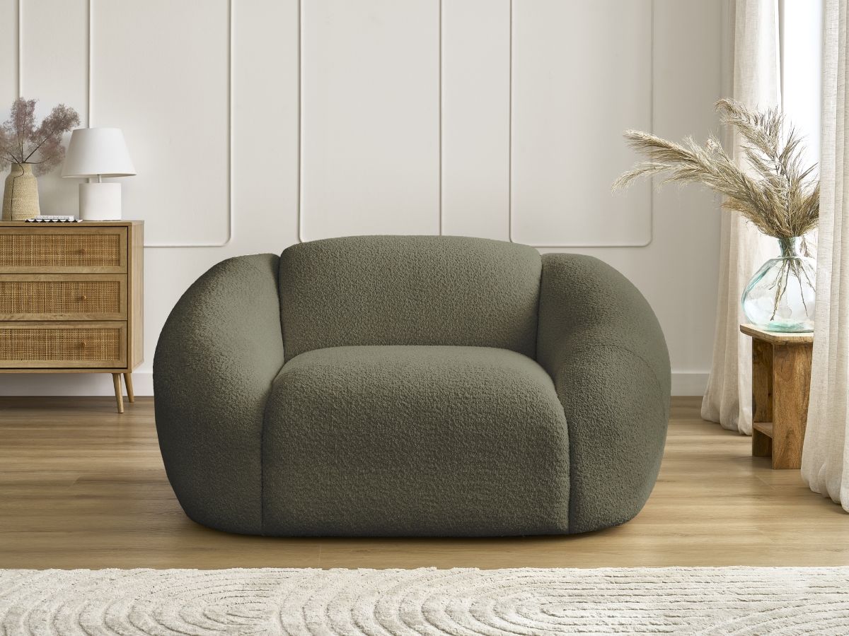 Bobochic Tina Sessel Bouclé-Stoff Grün