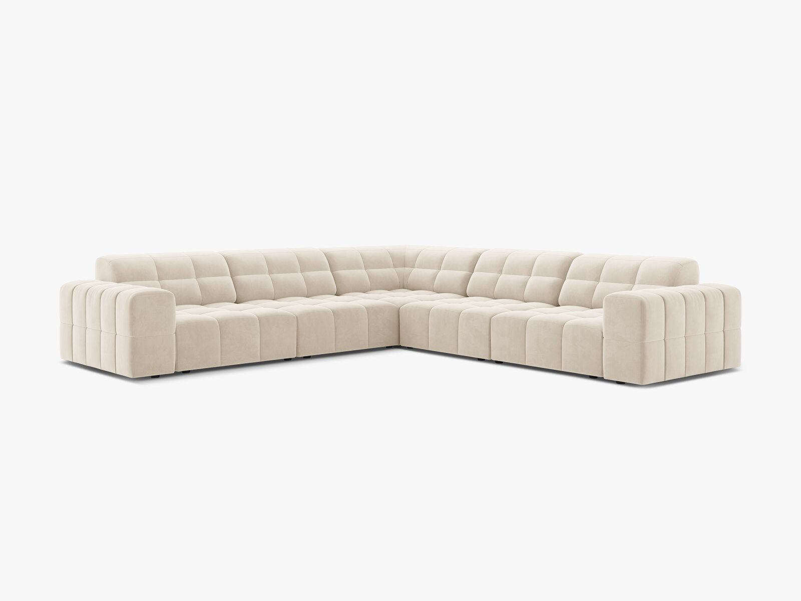 Micadoni Jennifer Symmetrisches Ecksofa Samt Bluvel Helles Beige