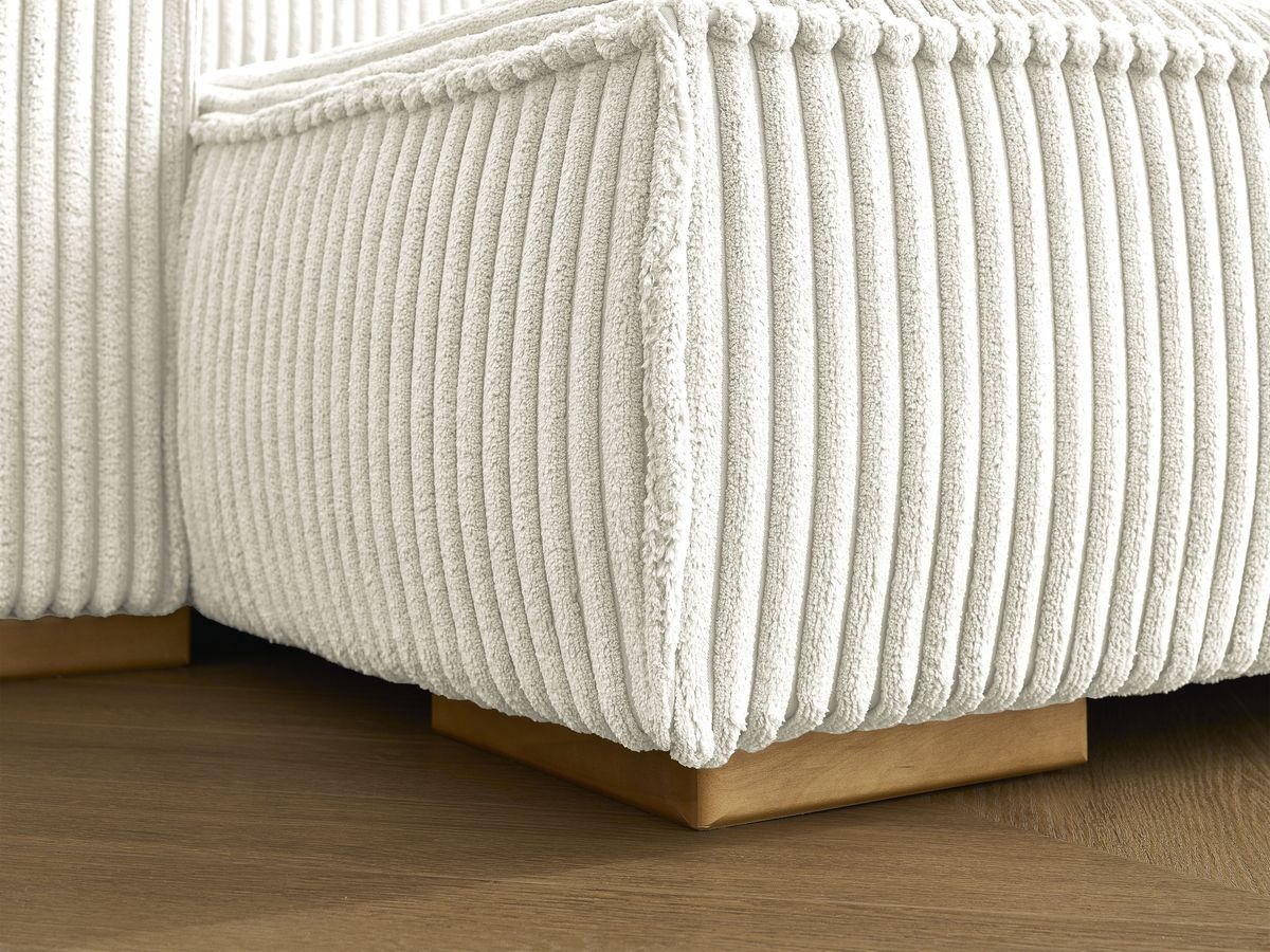 Bobochic Chelsea Ecksofa mit Schlaffunktion und Bettkasten Breitcord weich Beige