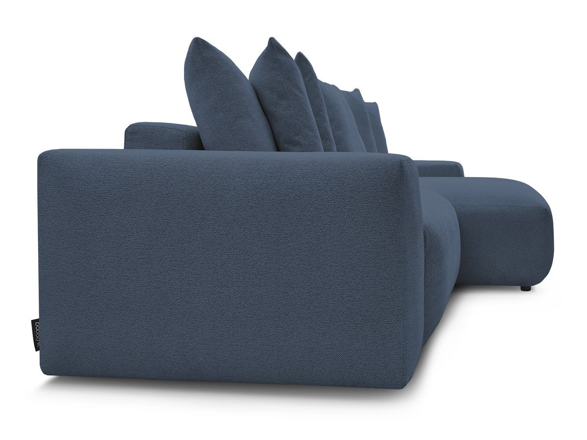 Bobochic Voltaire Ecksofa mit Schlaffunktion und Bettkasten Melange-Stoff Dunkelblau