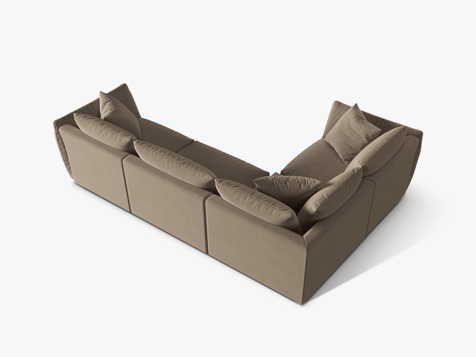 Micadoni Ecksofa Chris 4-Sitzer Links Samt Hellbraun