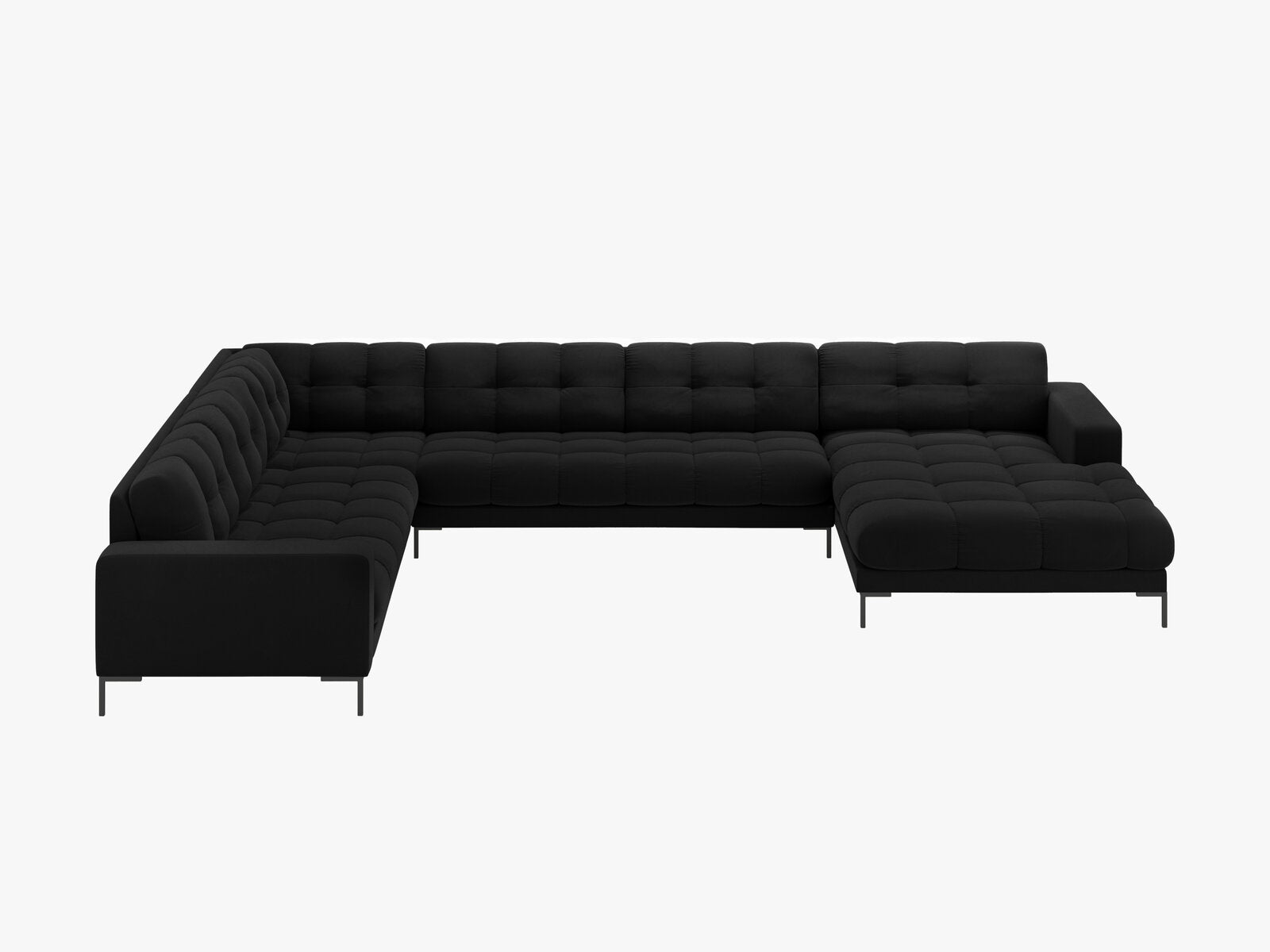 Micadoni Wohnlandschaft Mamaia 7-Sitzer Links Samt Bluvel Schwarz schwarze Beine