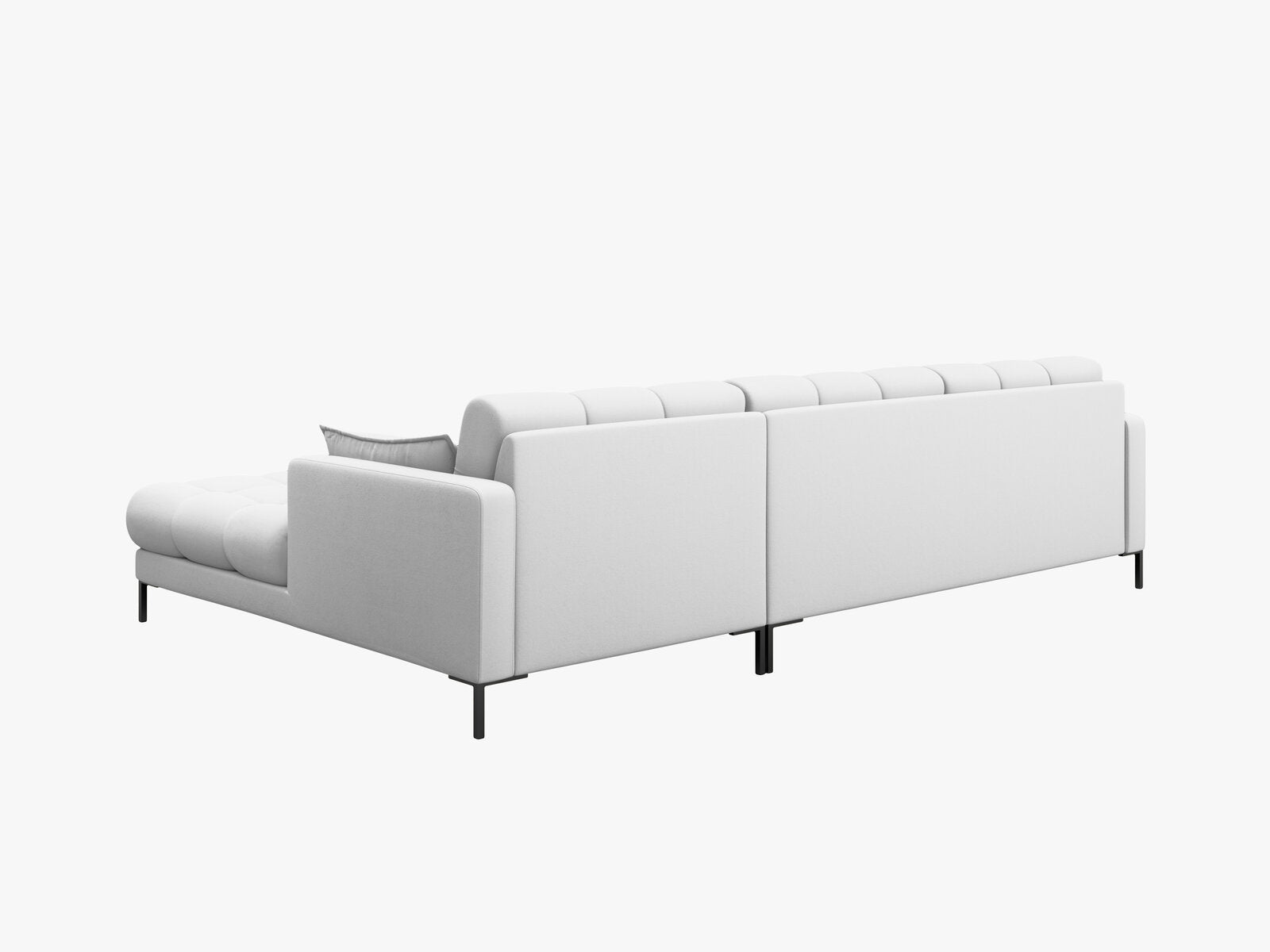 Micadoni Ecksofa Mamaia 5-Sitzer Rechts Strukturierter Stoff Neve Hellgrau schwarze Beine