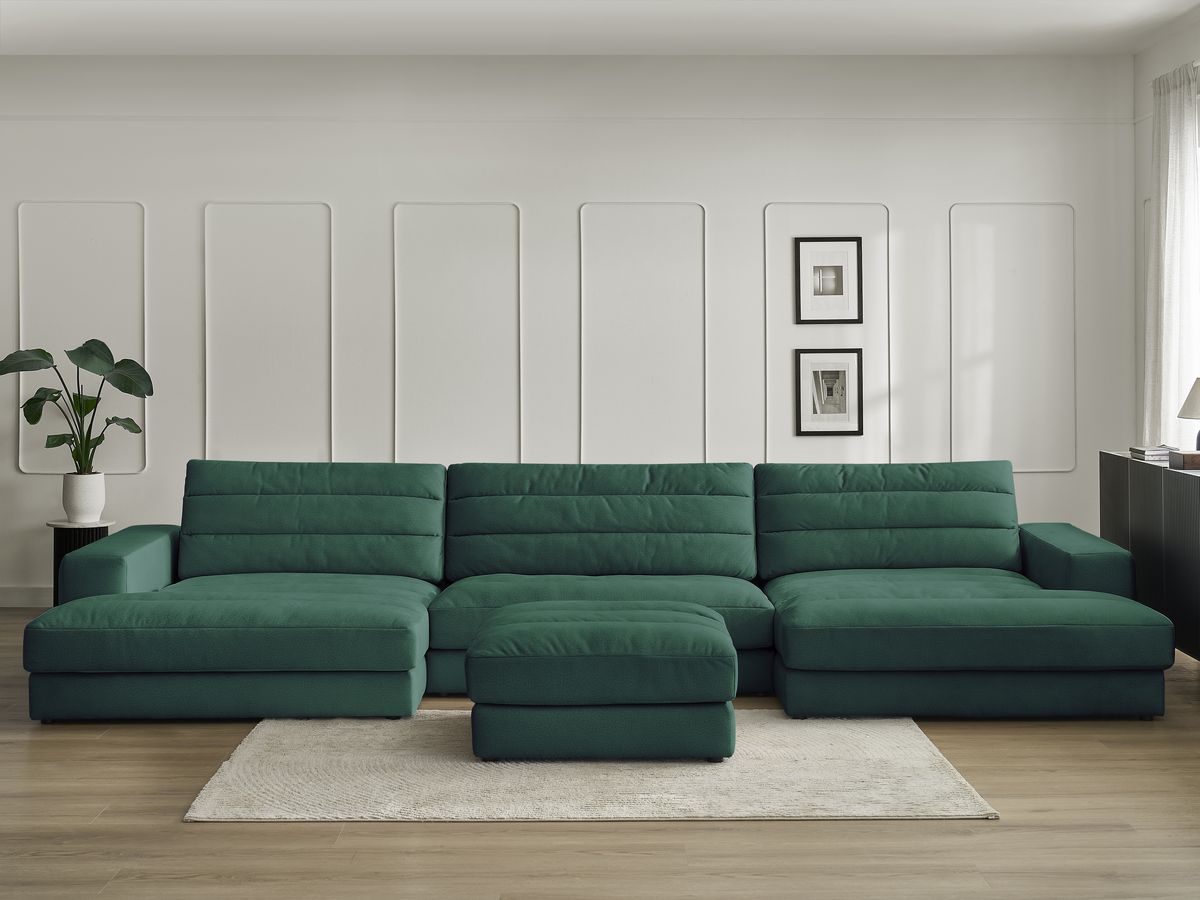 Bobochic Sierra Wohnlandschaft mit Pouf Samt Dunkelgrün