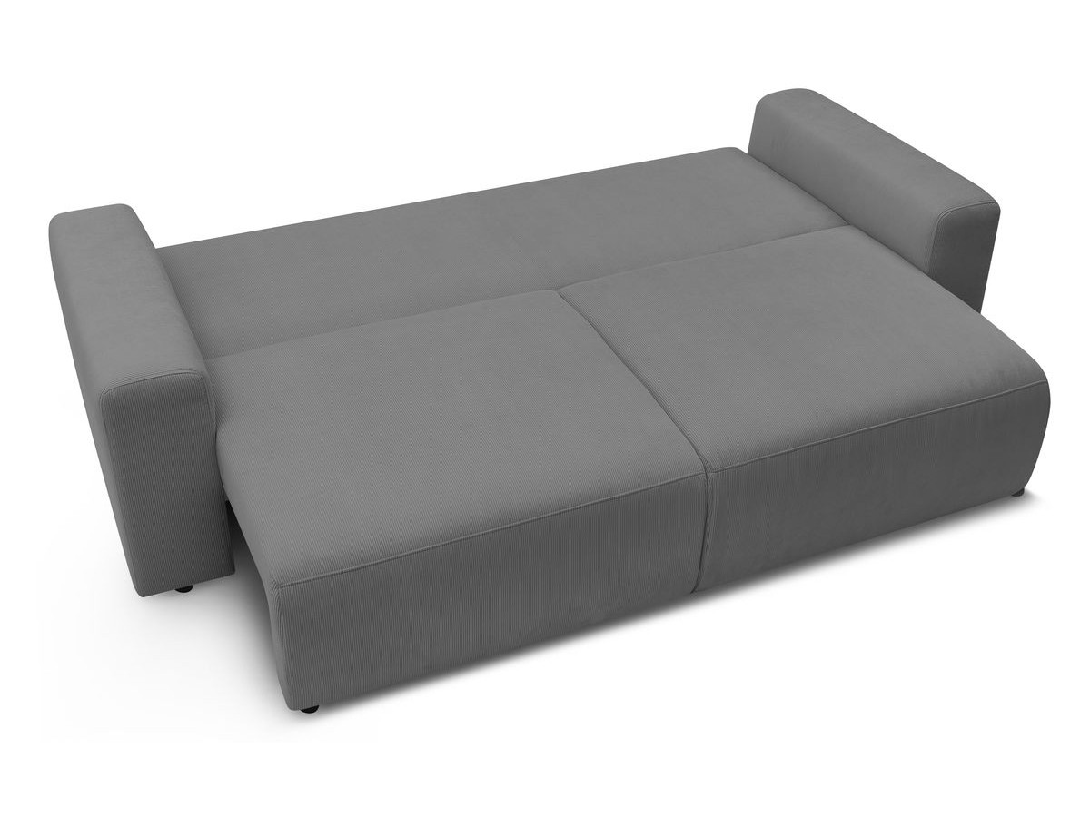 Bobochic Envy Schlafsofa 3-Sitzer mit Bettkasten und Pouf Cordsamt Dunkelgrau