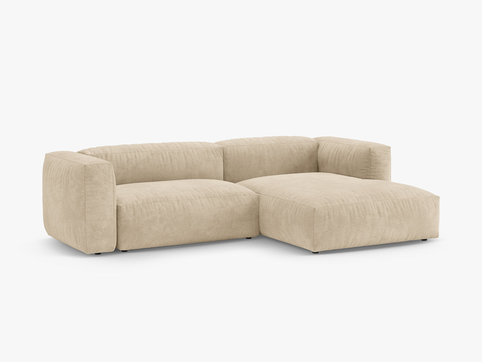 Micadoni Martina Ecksofa 4-Sitzer mit Schlaffunktion Rechts Samt Vogue Helles Beige