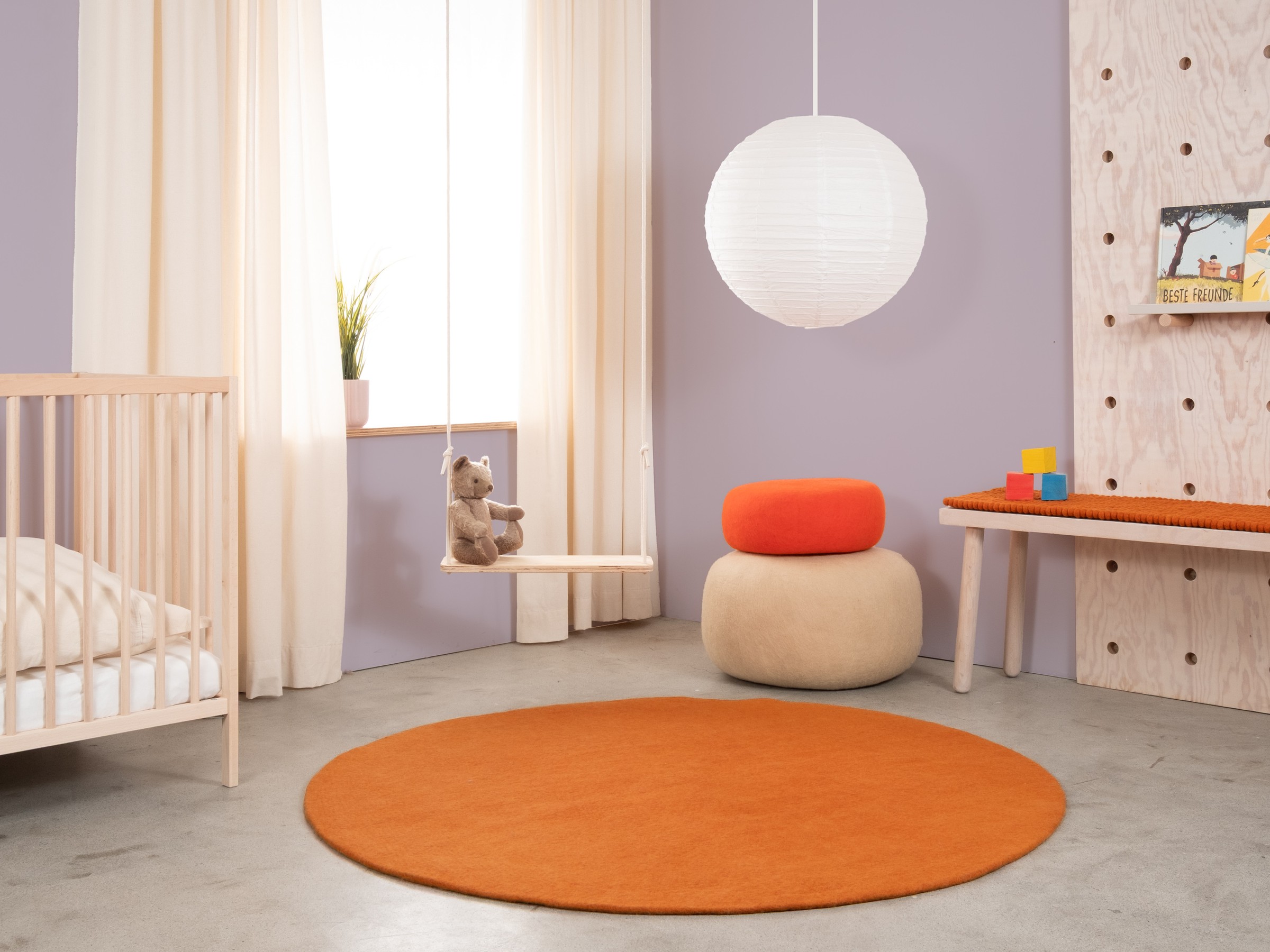 myfelt Afra Filzteppich Orange rund Ø 50 cm