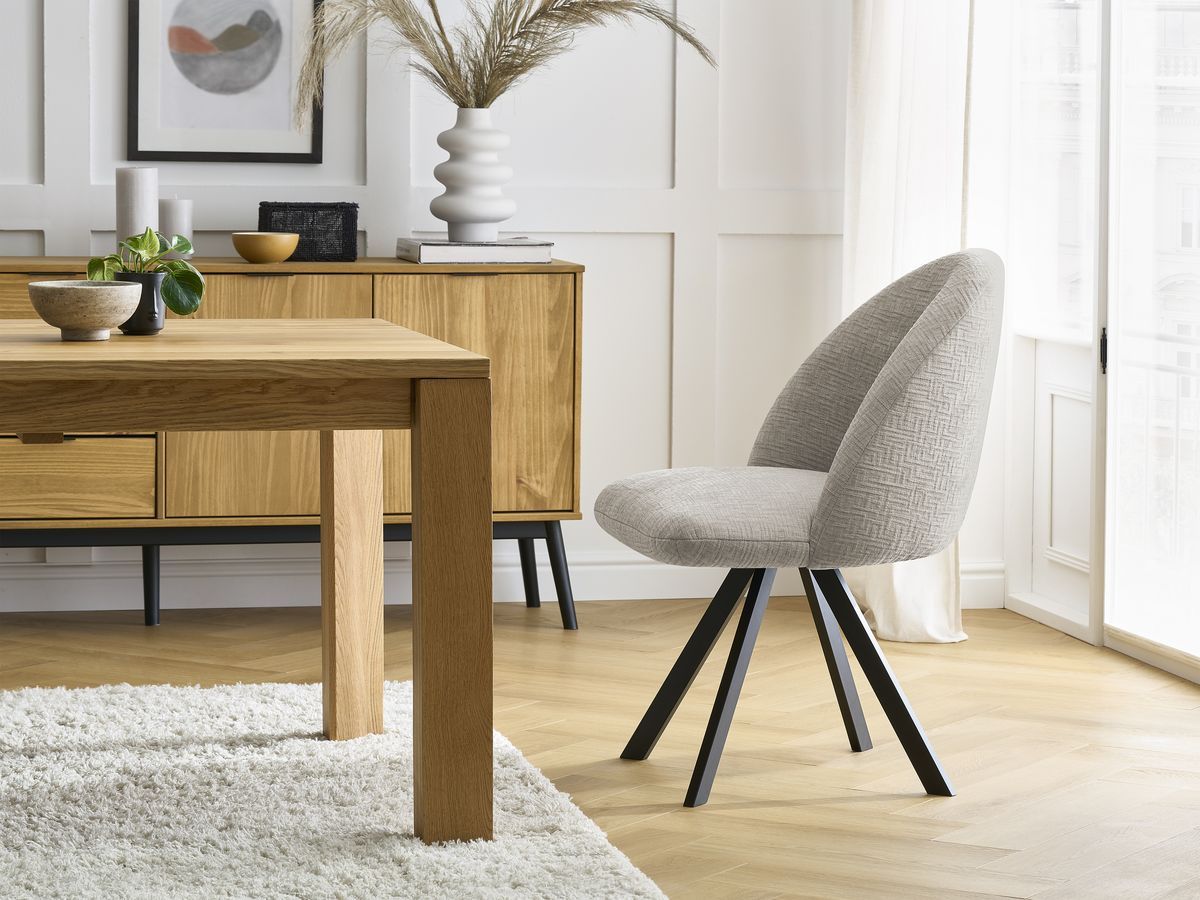 Bobochic Lalie Esszimmerstuhl mit Sternfuß Strukturstoff Beige