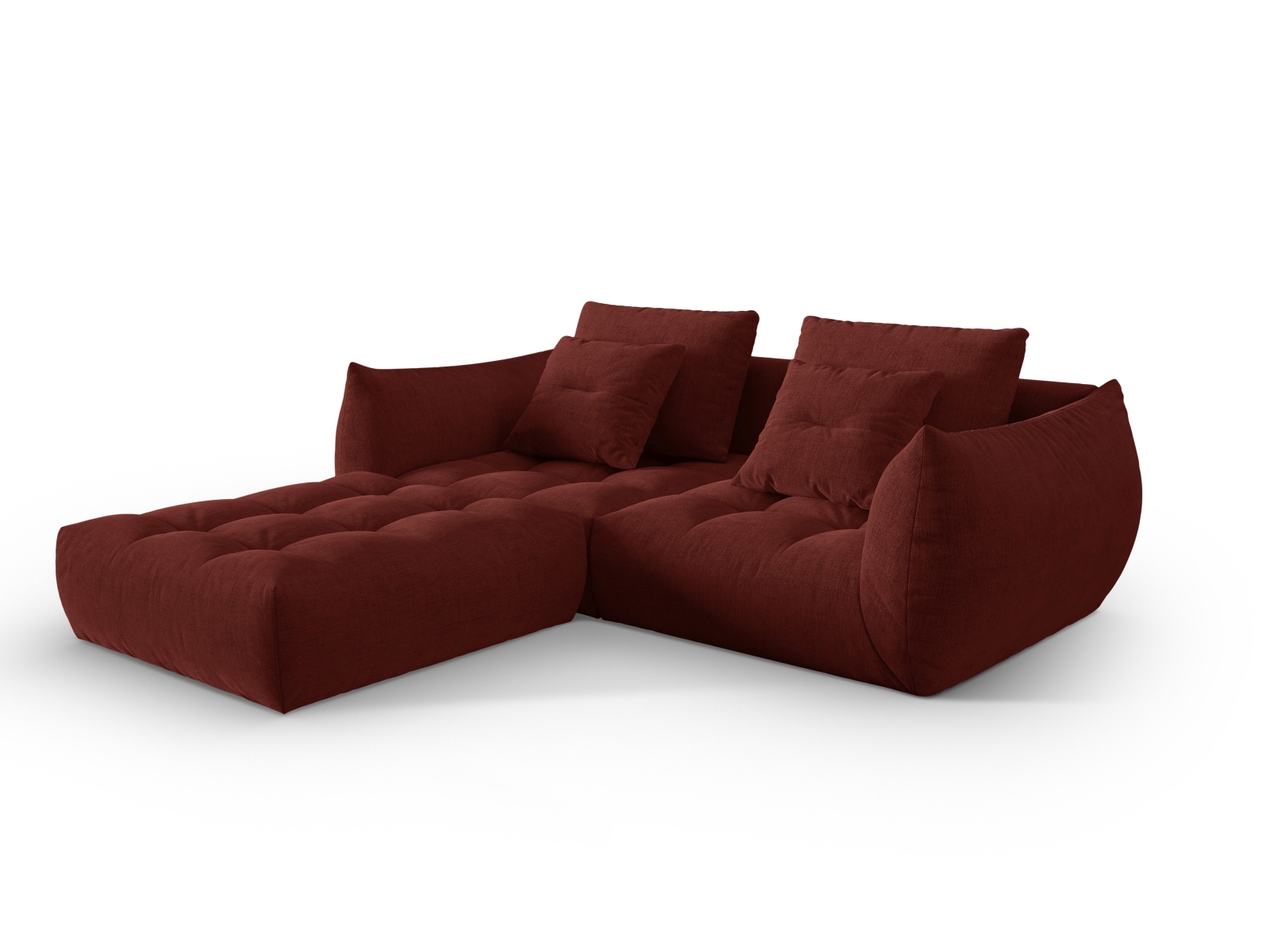 Micadoni Ecksofa Bloom 3-Sitzer Strukturierter Stoff Rot