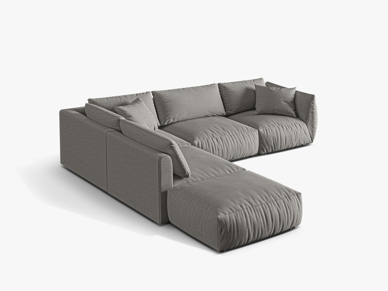 Micadoni Modulares Ecksofa Chris 4-Sitzer Links Strukturierter Stoff Warmes Grau