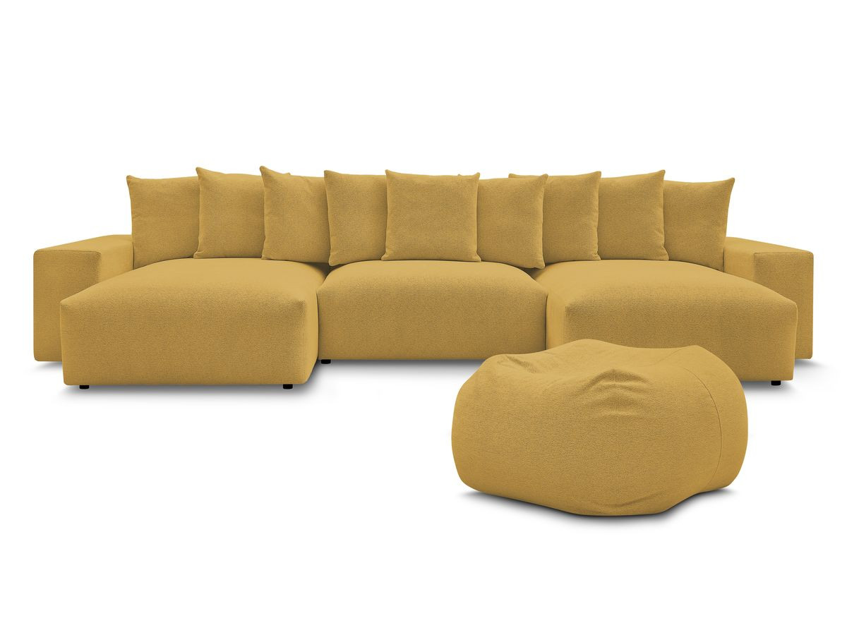 Bobochic Voltaire Wohnlandschaft mit Pouf 420 × 174 cm Melange-Stoff Gelb