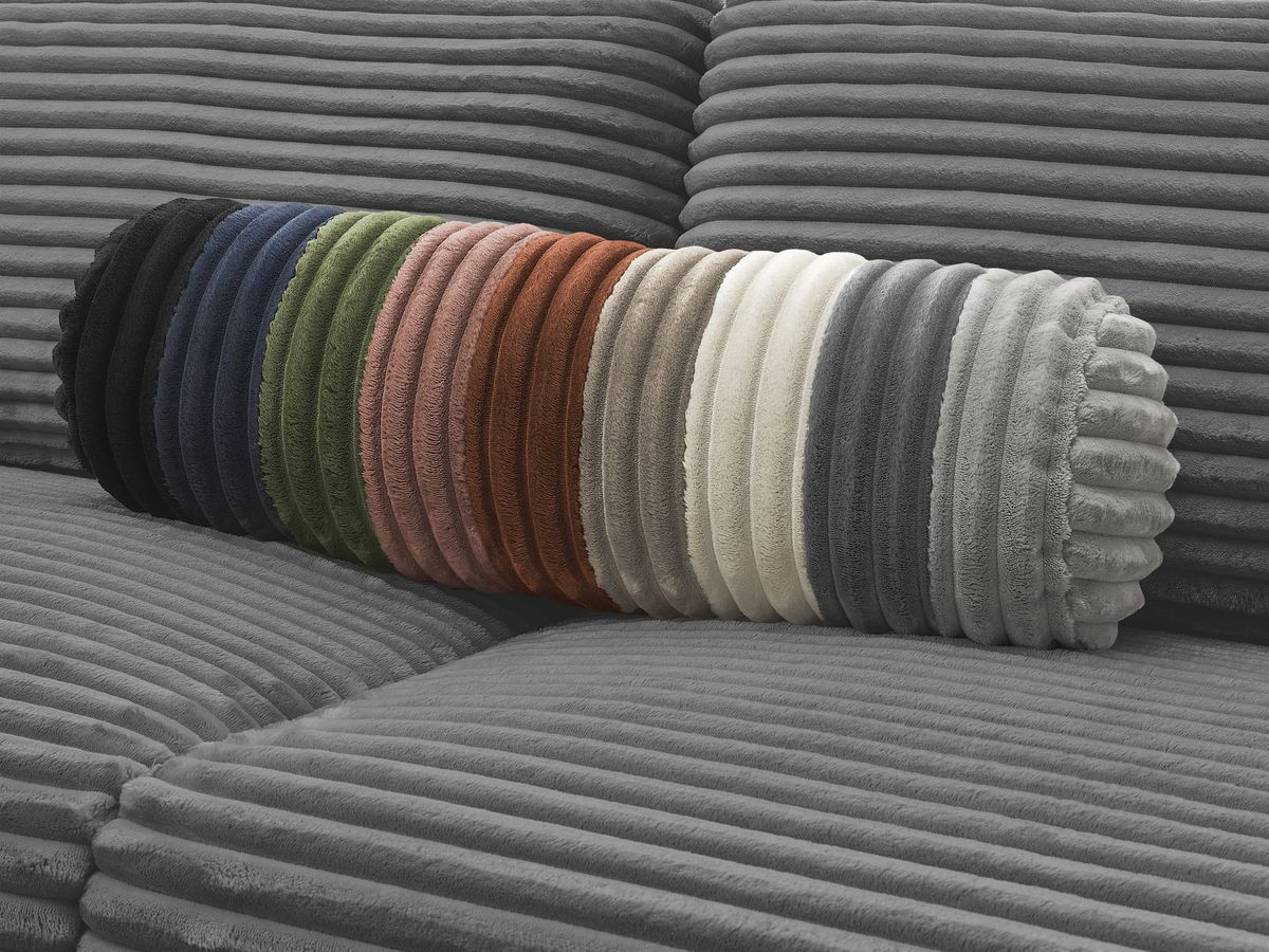 Bobochic Hugo Schlafsofa 3-Sitzer Cordsamt Dunkelgrau, Liegefläche 140 × 190 cm