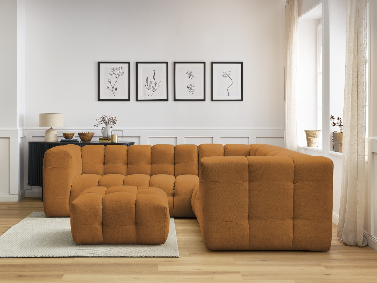 Bobochic Cloud Ecksofa mit Pouf 268 × 110 cm Stoff Gelb