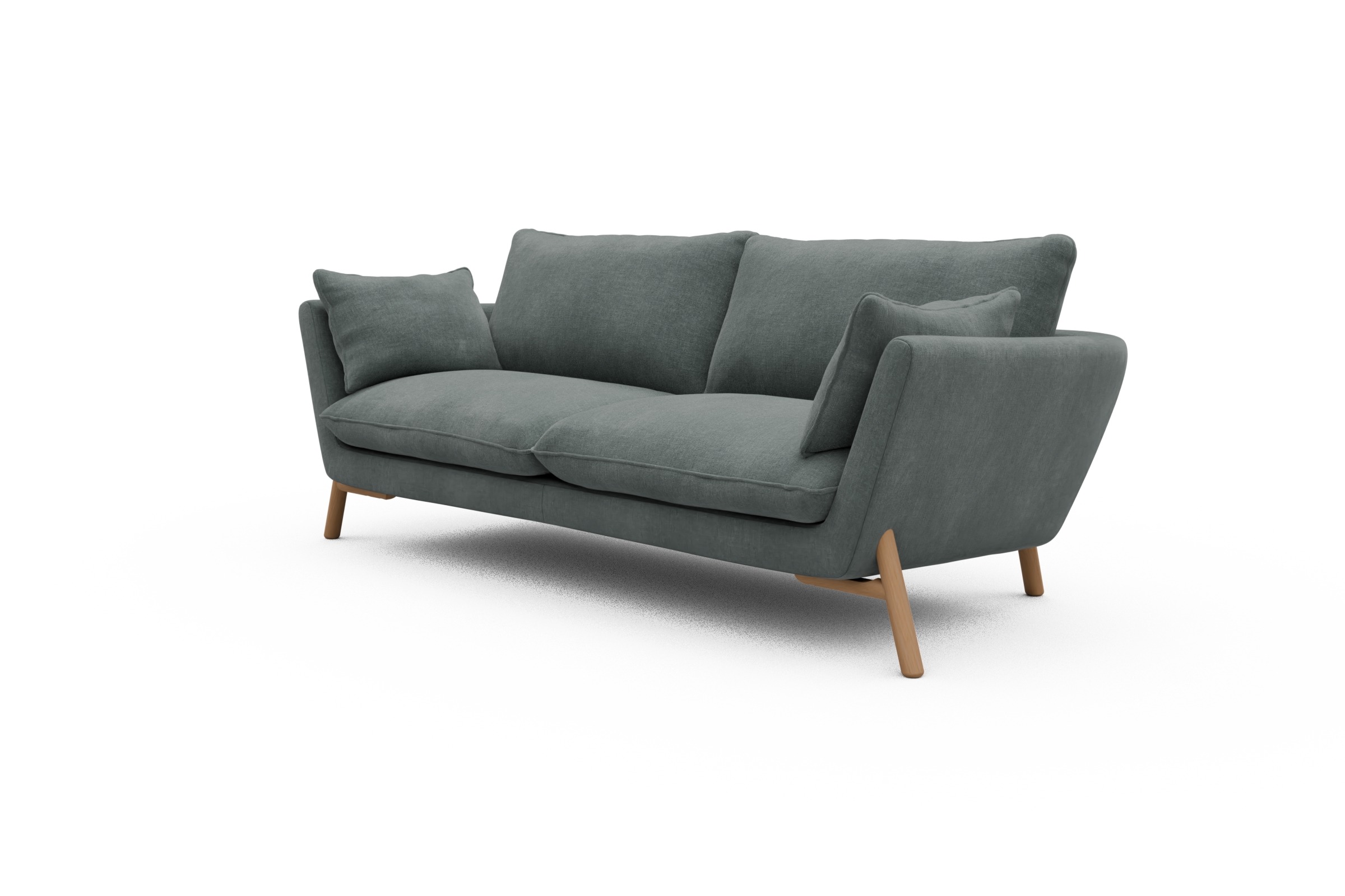 Sofa Emil 3-Sitzer Beinfarbe Eiche Natur Smooth-Silver-Grey