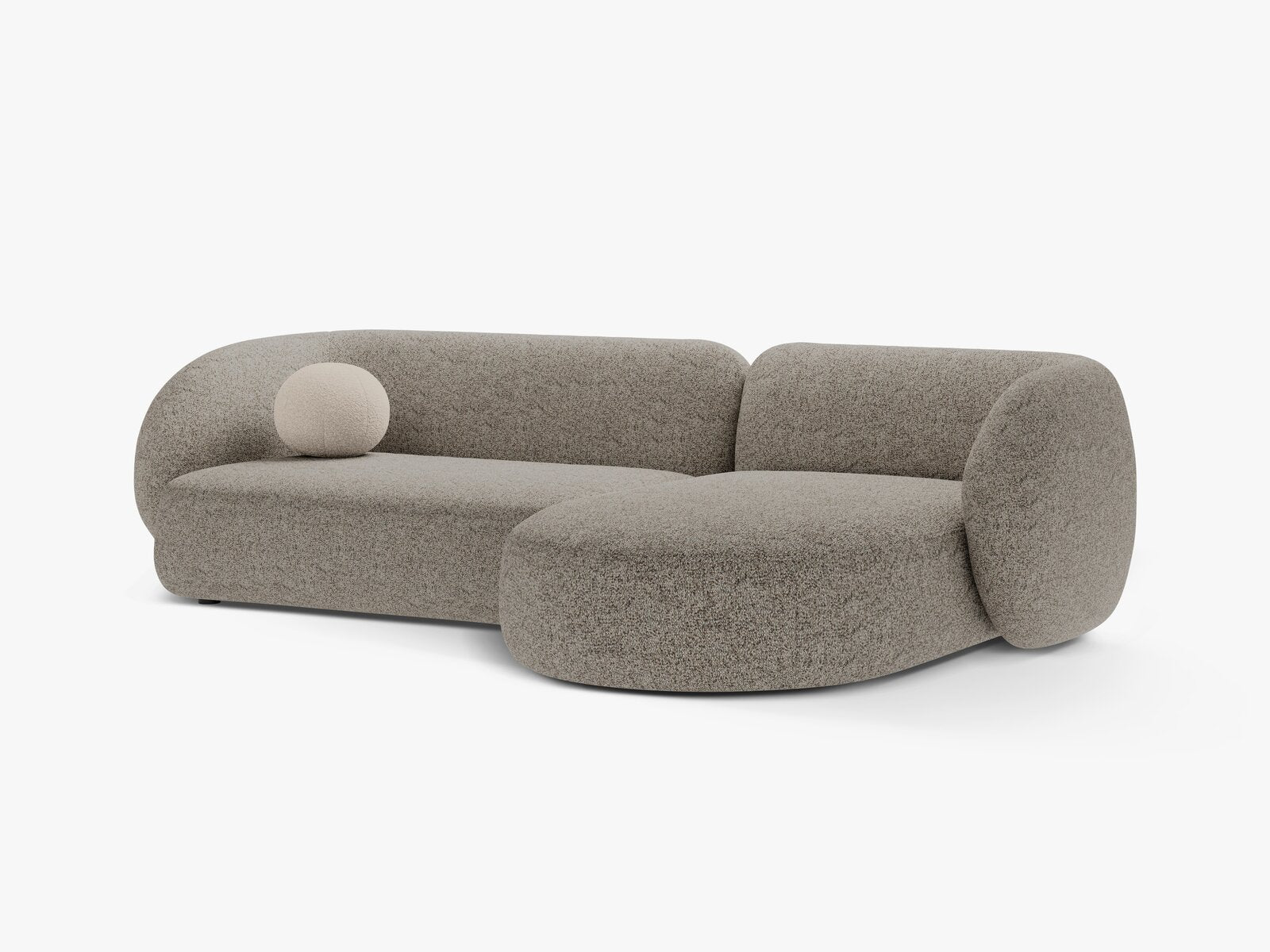 Micadoni Ecksofa Kate 3-Sitzer Rechts Strukturierter Stoff Puente Beige Melange