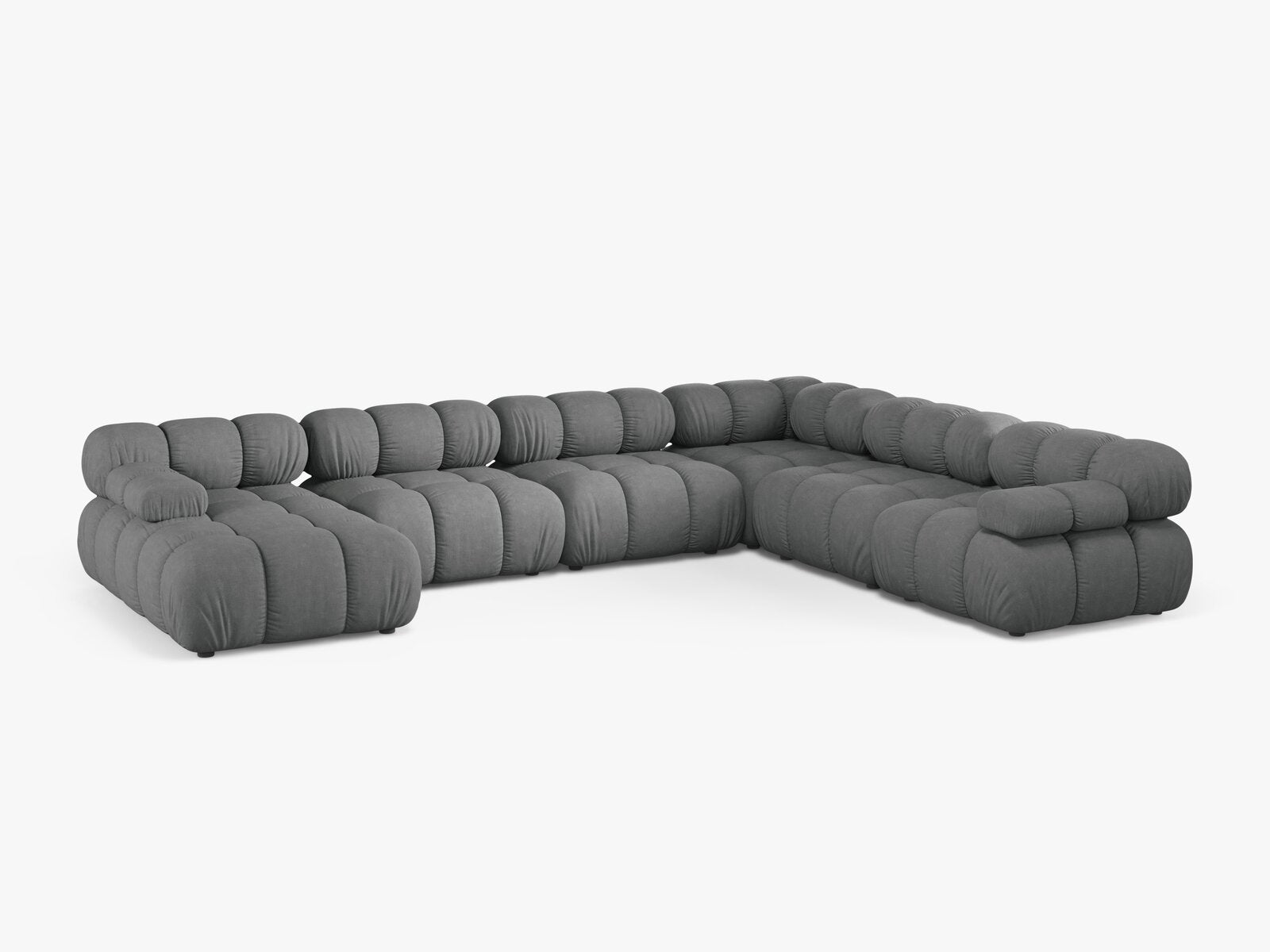 Micadoni Modulares Panorama Ecksofa Bellis 8-Sitzer Rechts Strukturierter Stoff Liberty Grau