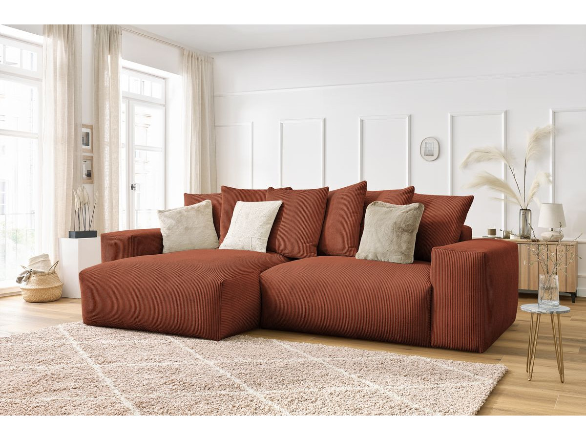 Bobochic Voltaire Ecksofa 310 × 174 cm Cordsamt Orange