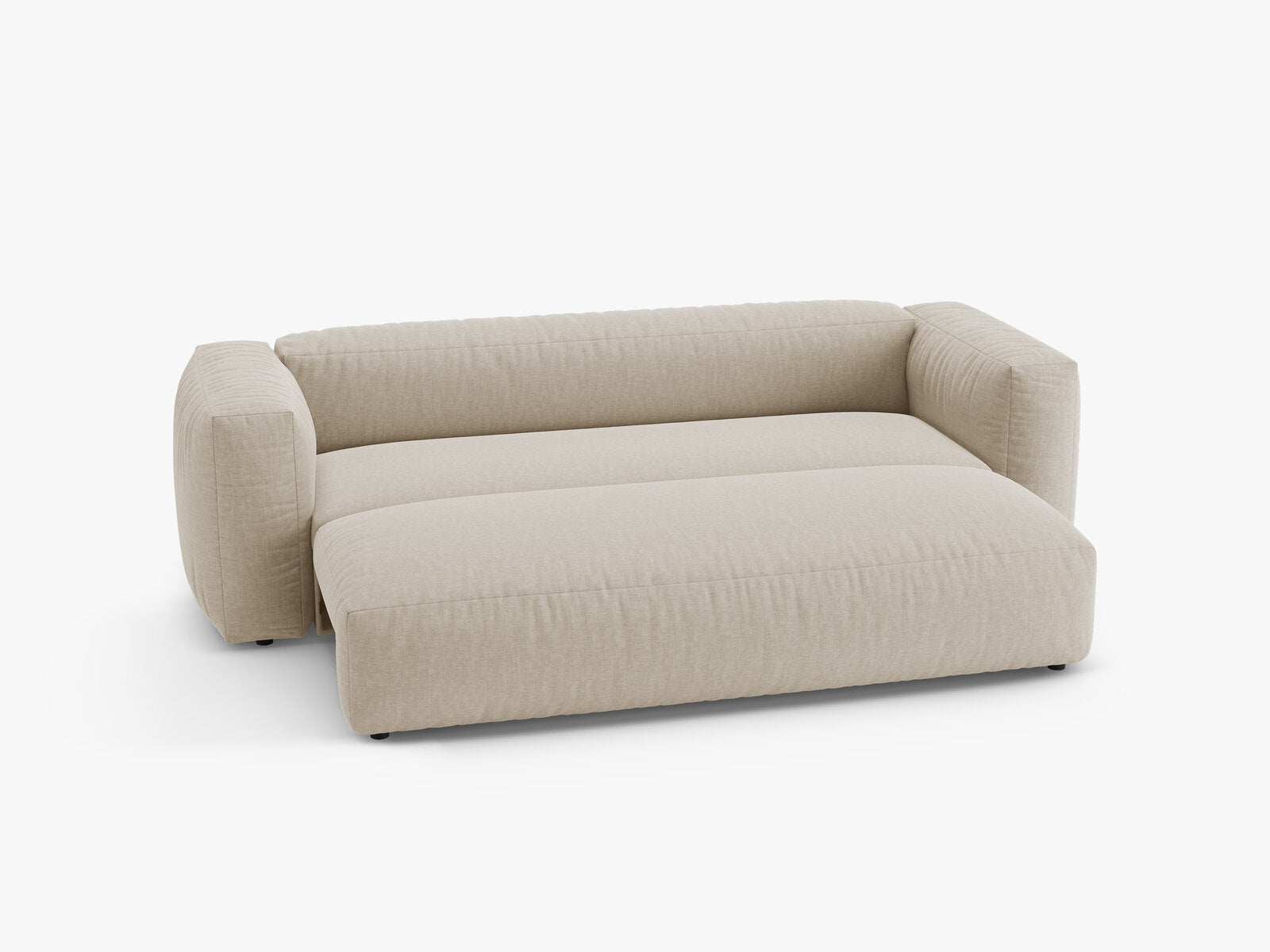 Micadoni Martina Schlafsofa 3-Sitzer Strukturierter Stoff Boston Helles Beige