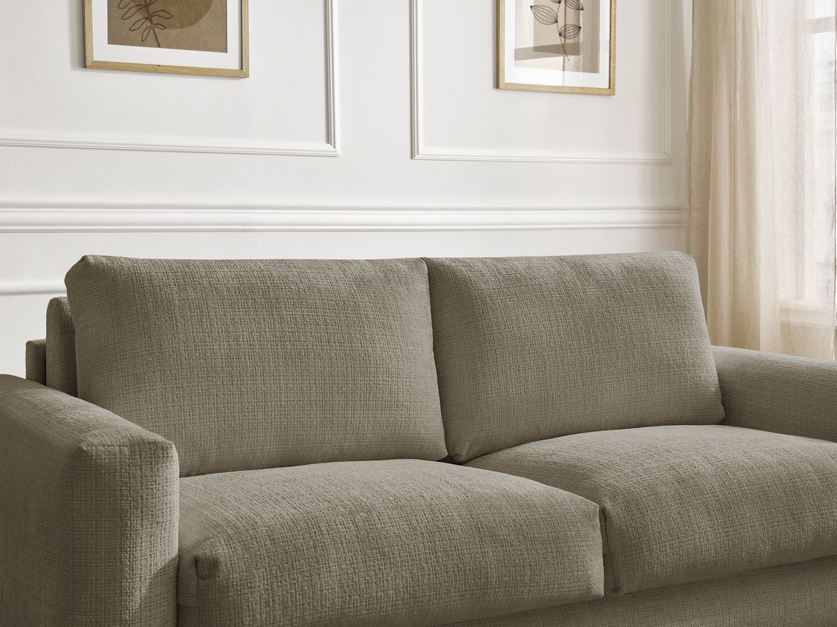 Bobochic Cocoone Schlafsofa 3-Sitzer Strukturstoff Taupe, Liegefläche 140 × 200 cm