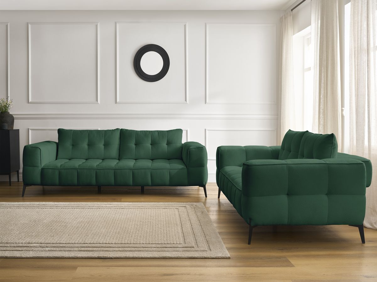 Bobochic Anis Sofa-Set 3- und 2-Sitzer Strukturstoff Grün