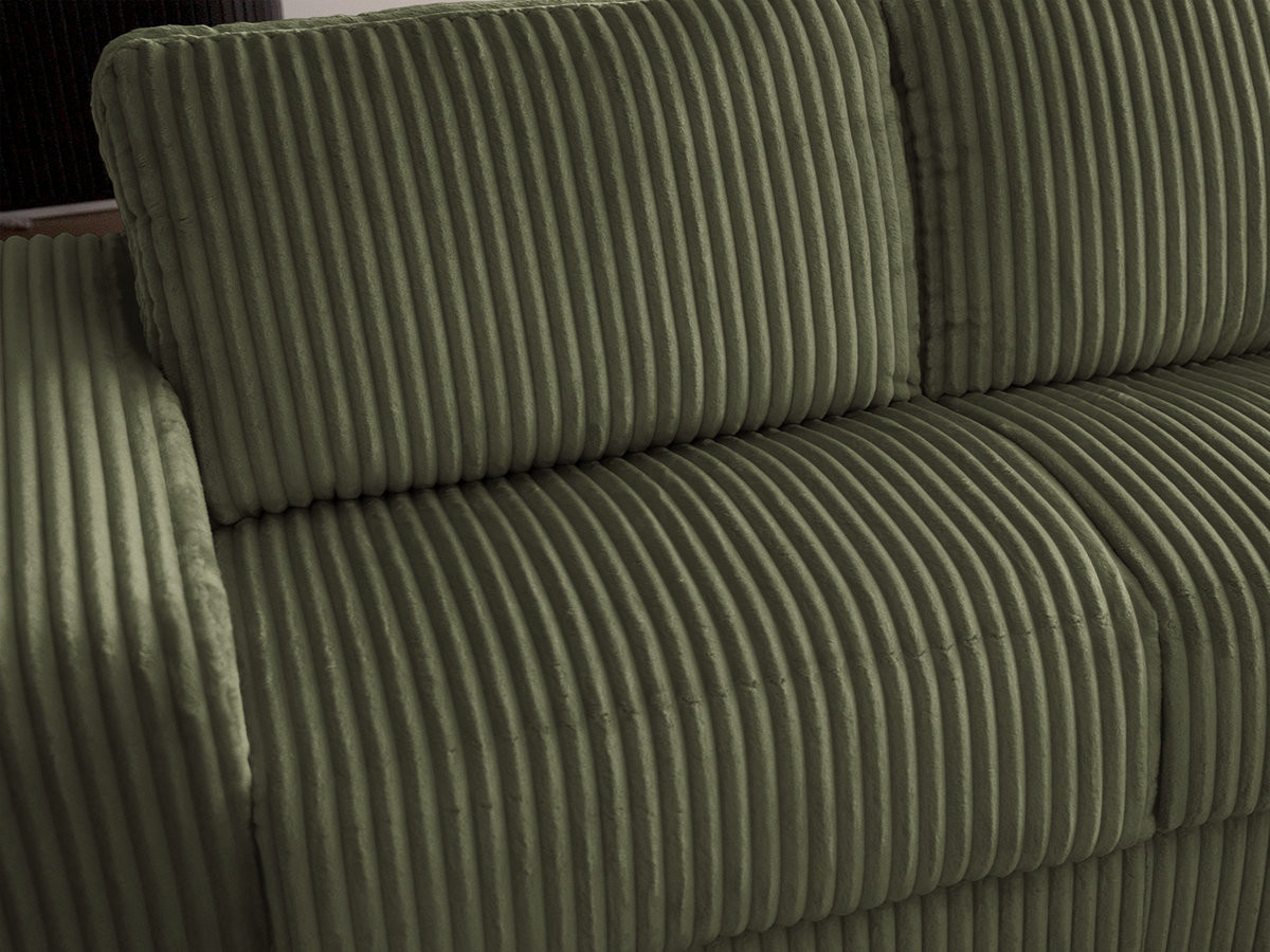 Bobochic Ibiza Schlafsofa 3-Sitzer Cordsamt Grün, Liegefläche 140 × 196 cm
