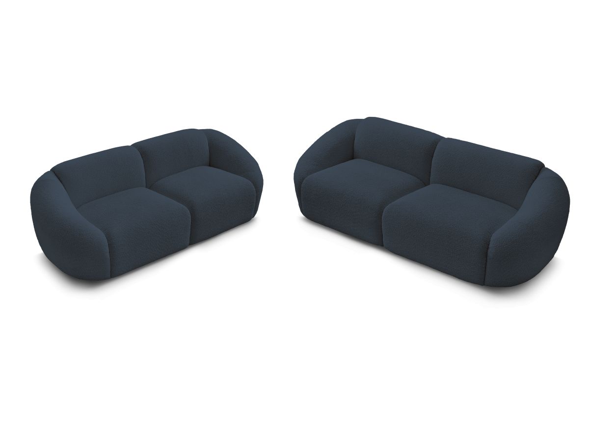 Bobochic Tina Sofa 5-Sitzer Bouclé-Stoff Dunkelblau