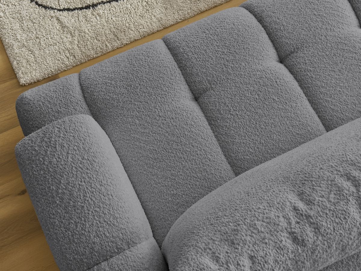 Bobochic Fuji Ecksofa mit Schlaffunktion und Bettkasten 292 × 160 cm Bouclé-Stoff Dunkelgrau Ecke links