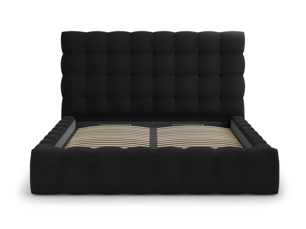 Cosmopolitan Design Stauraumbett mit Kopfteil Bali 180x200 Samt Bluvel Schwarz