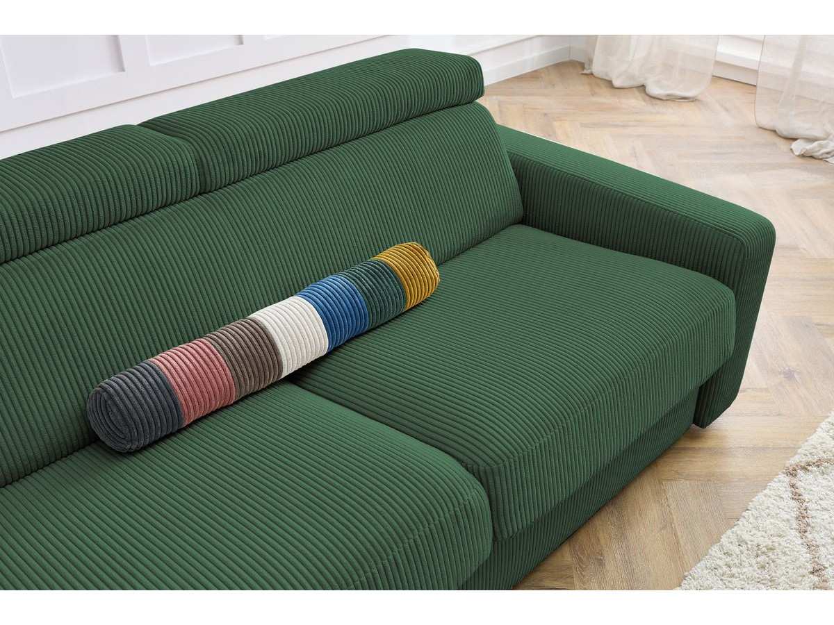 Bobochic Monaco Schlafsofa 3-Sitzer Cordsamt Grün, Liegefläche 140 × 190 cm