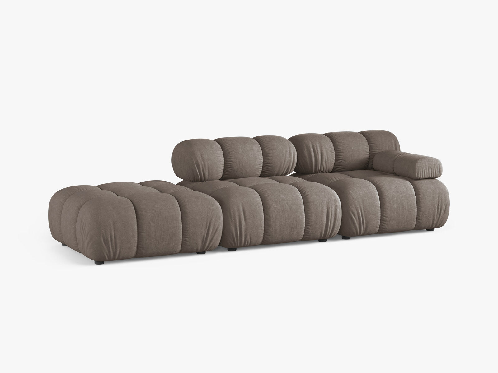Micadoni Modulares Sofa Bellis 4-Sitzer Links Strukturierter Stoff Liberty Cappuccino