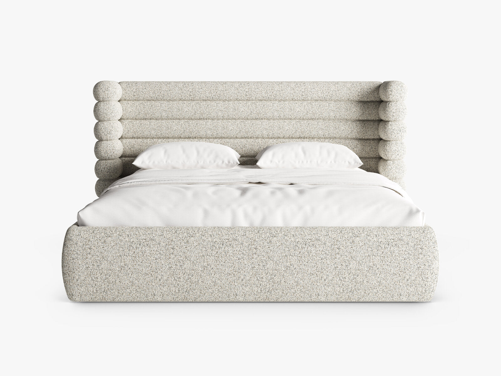 Micadoni Stauraumbett mit Kopfteil Mount Strukturierter Stoff Puente Beige Melange 140x200