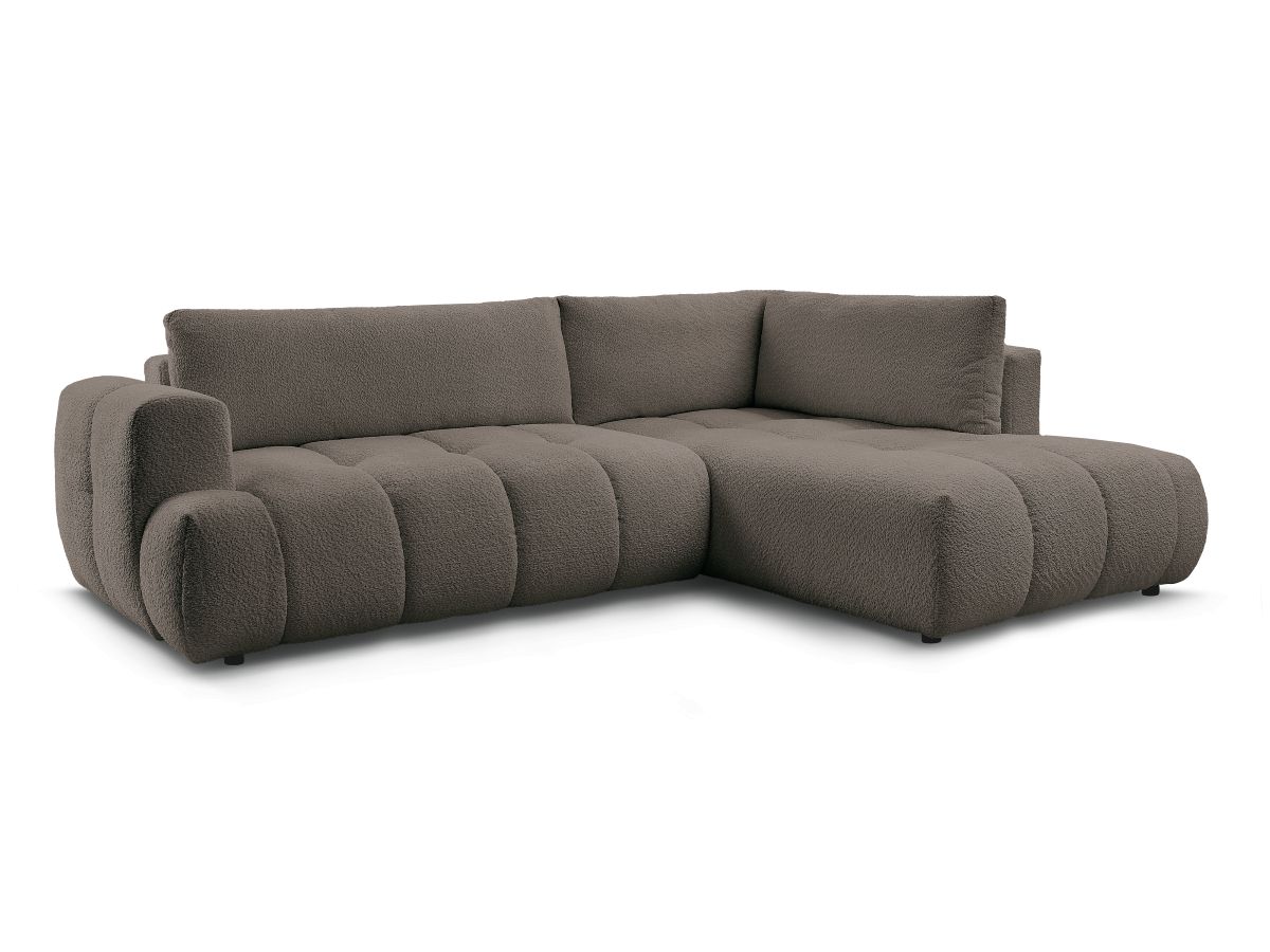 Bobochic Fuji Ecksofa mit Schlaffunktion und Bettkasten 282 × 204 cm Bouclé-Stoff Braun Ecke rechts