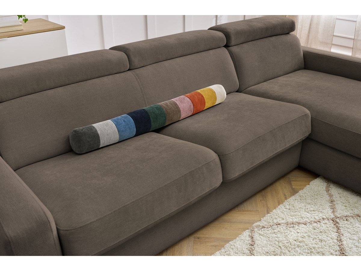 Bobochic Monaco Ecksofa mit Schlaffunktion und Bettkasten Stoff Braun, Liegefläche 160 × 190 cm