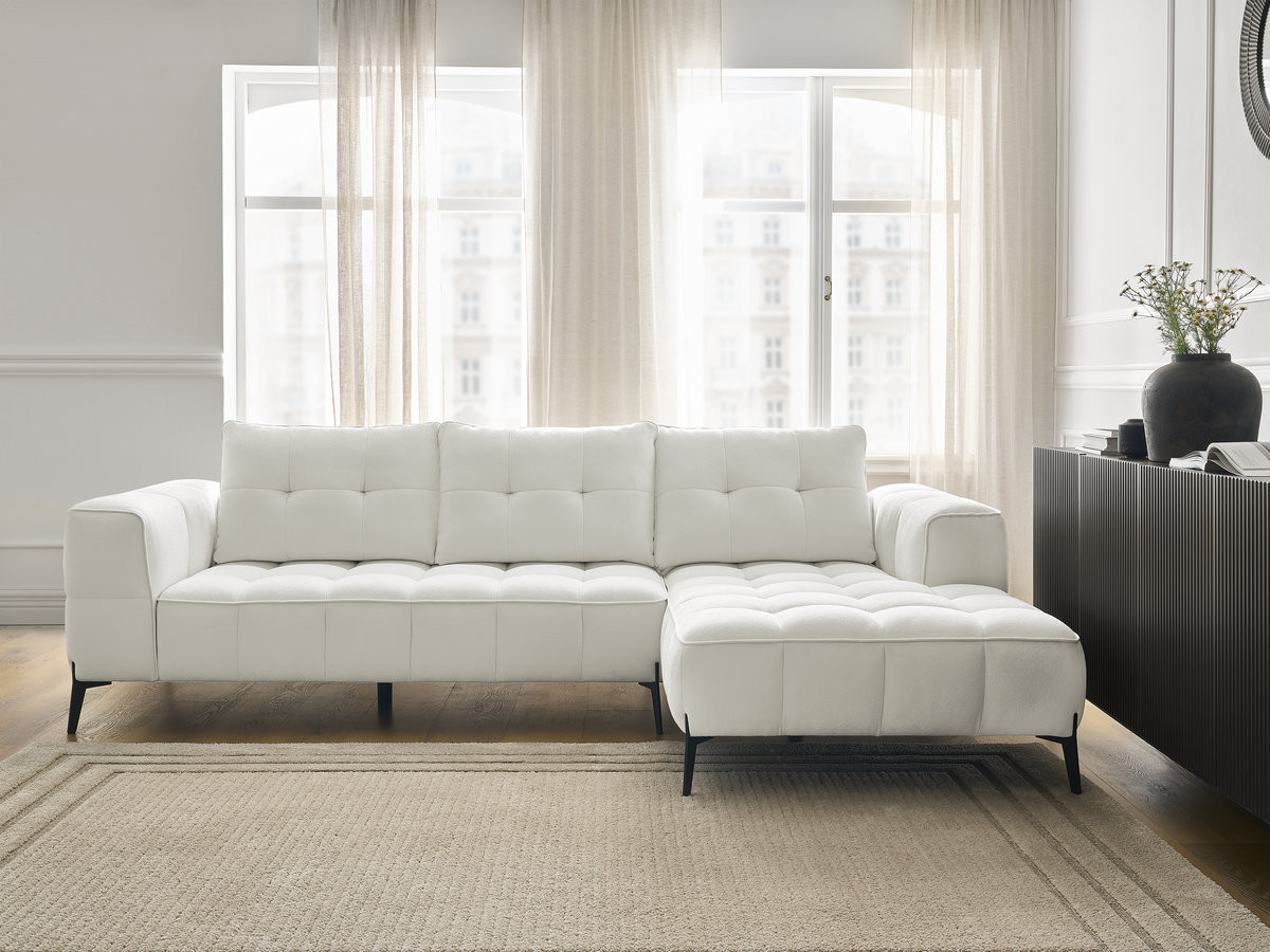 Bobochic Anis Ecksofa Strukturstoff Weiß Ecke rechts