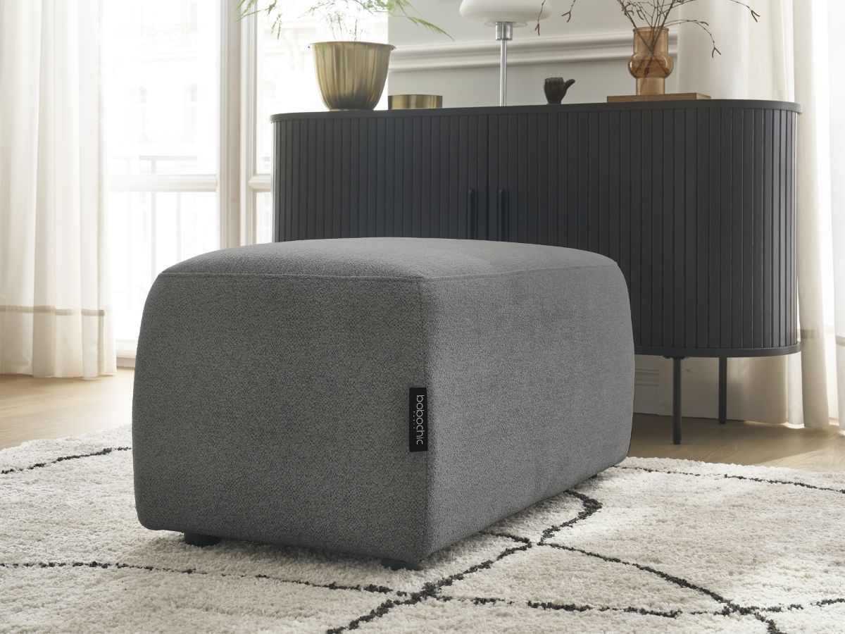Bobochic Atilla Pouf Melange-Stoff Dunkelgrau