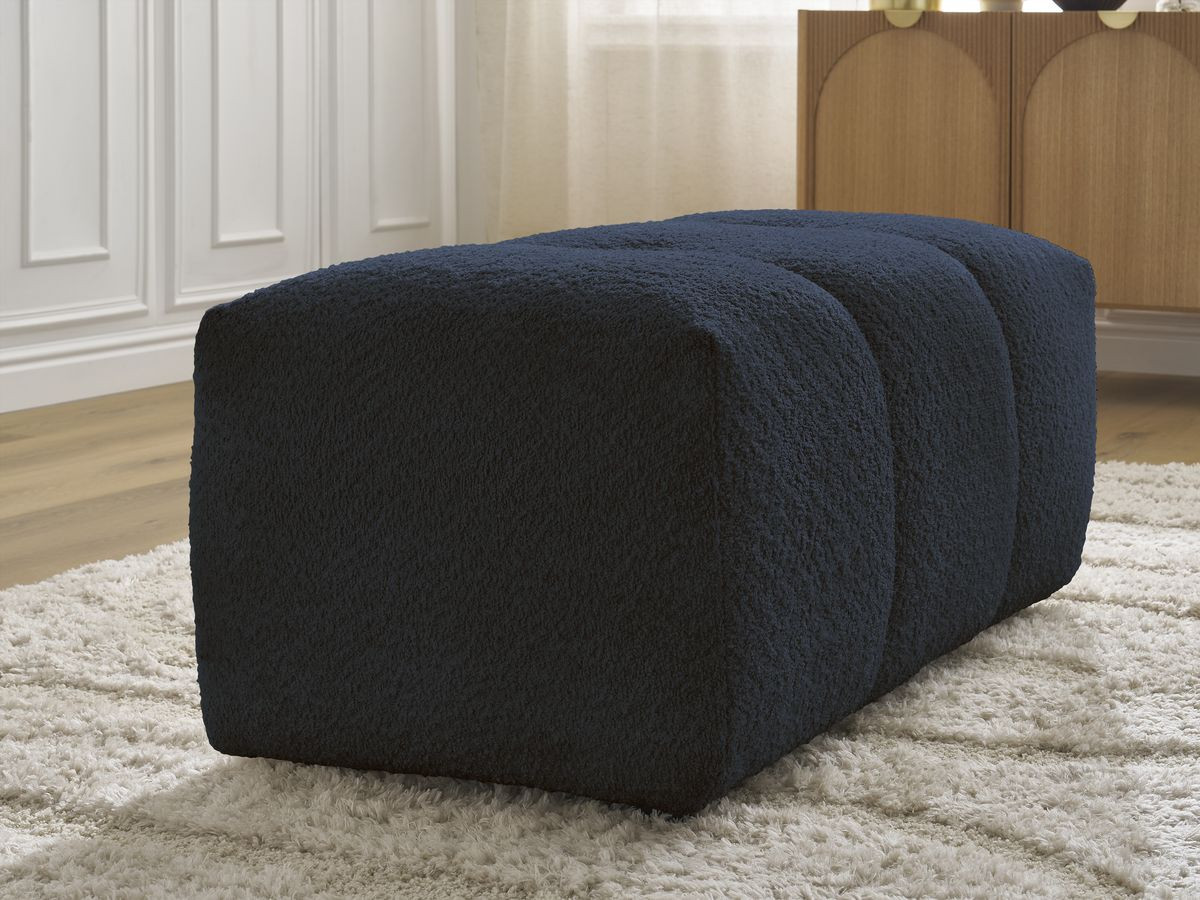 Bobochic Roxelane Pouf Bouclé-Stoff Dunkelblau