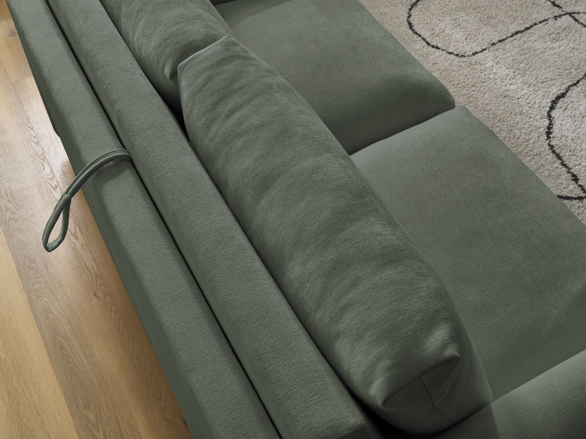 Bobochic Cocoone Schlafsofa 3-Sitzer Stoff Grün, Liegefläche 140 × 200 cm