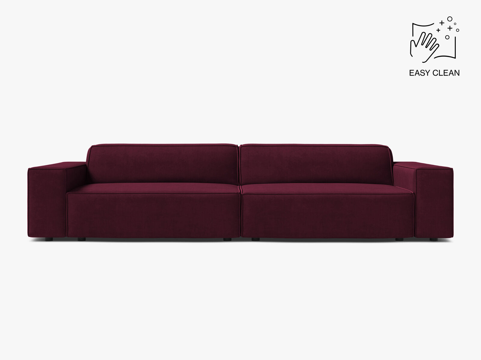 Micadoni Sofa Jodie 4-Sitzer Samt Venus Burgunder