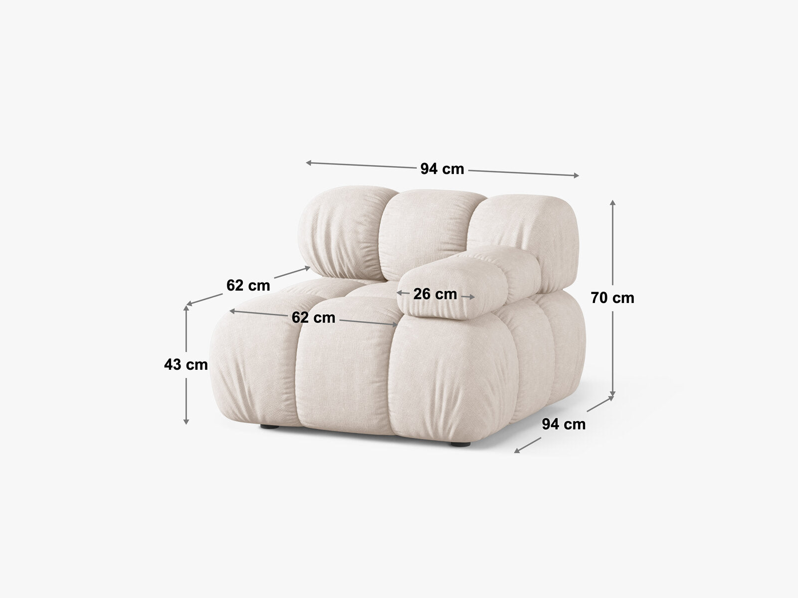 Micadoni Eckmodul Bellis Links 3D-Stoff Sonic Helles Beige