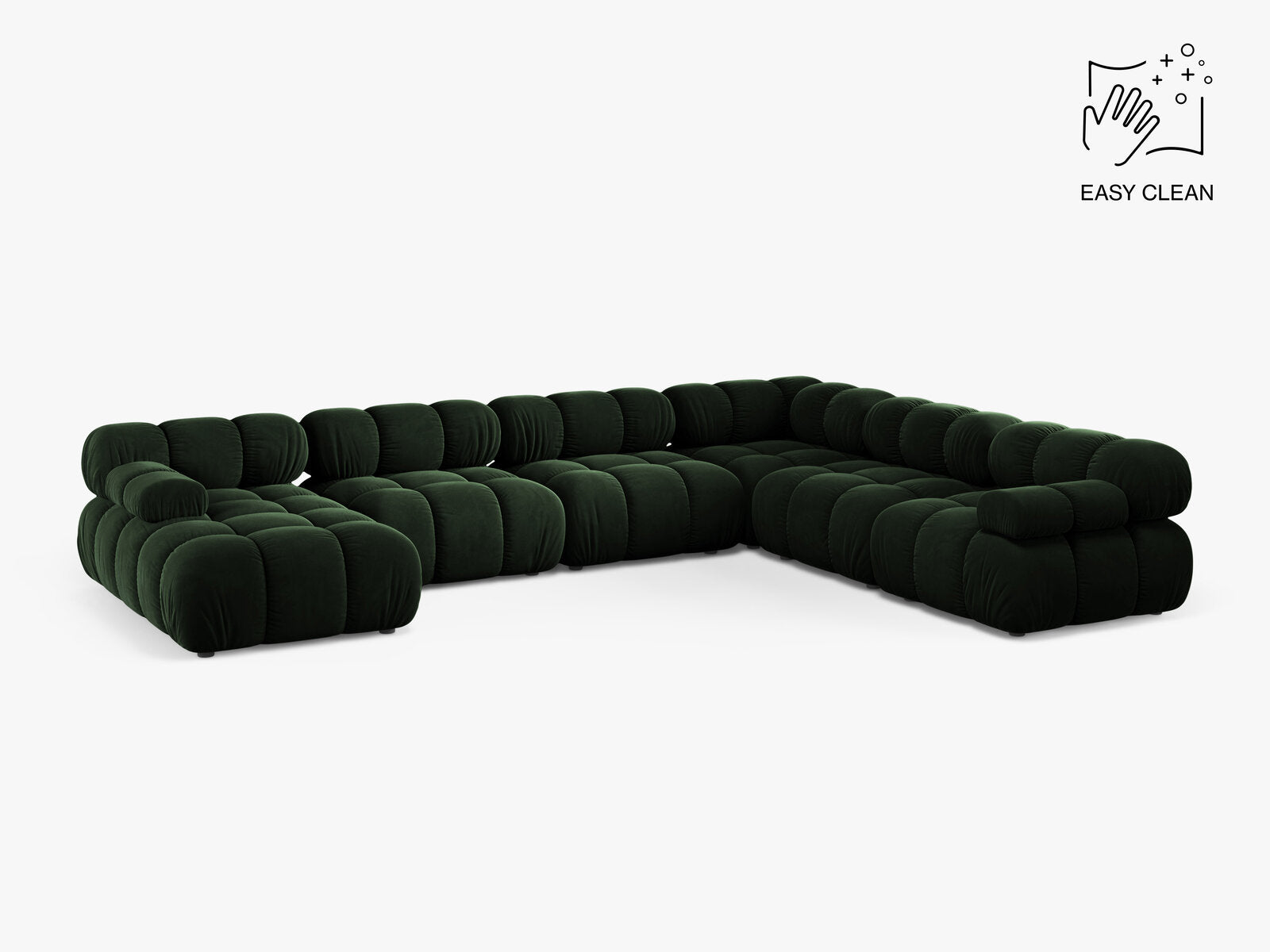 Micadoni Modulares Panorama Ecksofa Bellis 8-Sitzer Rechts Samt Venus Flaschengrün