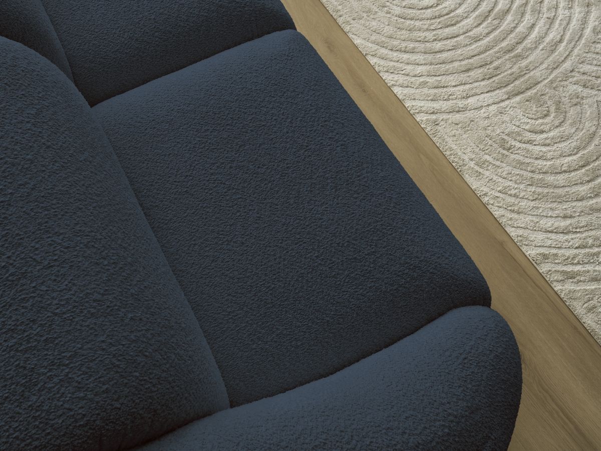 Bobochic Tina Sofa 3-Sitzer Bouclé-Stoff Dunkelblau