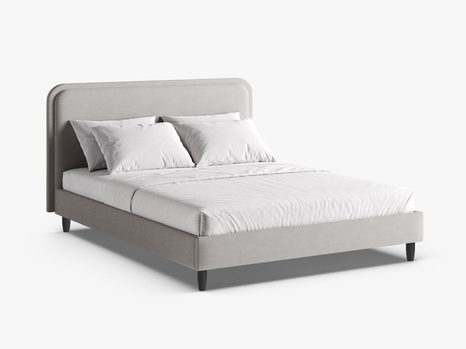Micadoni Stauraumbett mit Kopfteil Aveline Strukturierter Stoff Wind Hellgrau 180x200