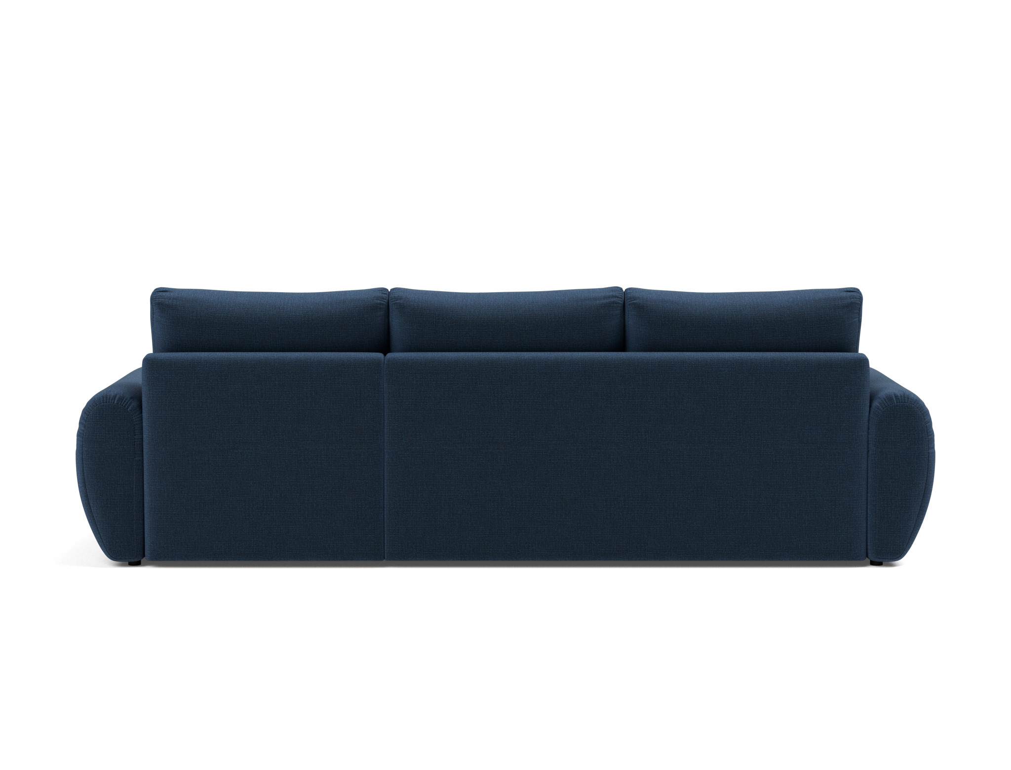 Schlafsofa Norum mit Chaiselongue und Curve-Armlehnen Chenille Esina 414-Indigo-Blue