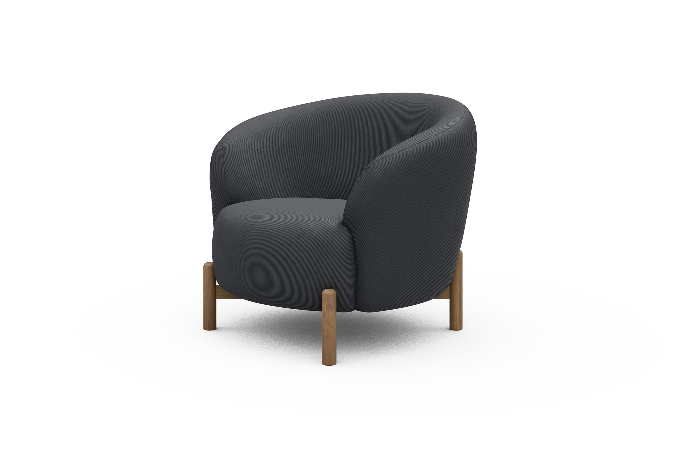 Sessel Ronda Holzbeine Eiche Natur Cordufine-Slate-Grey